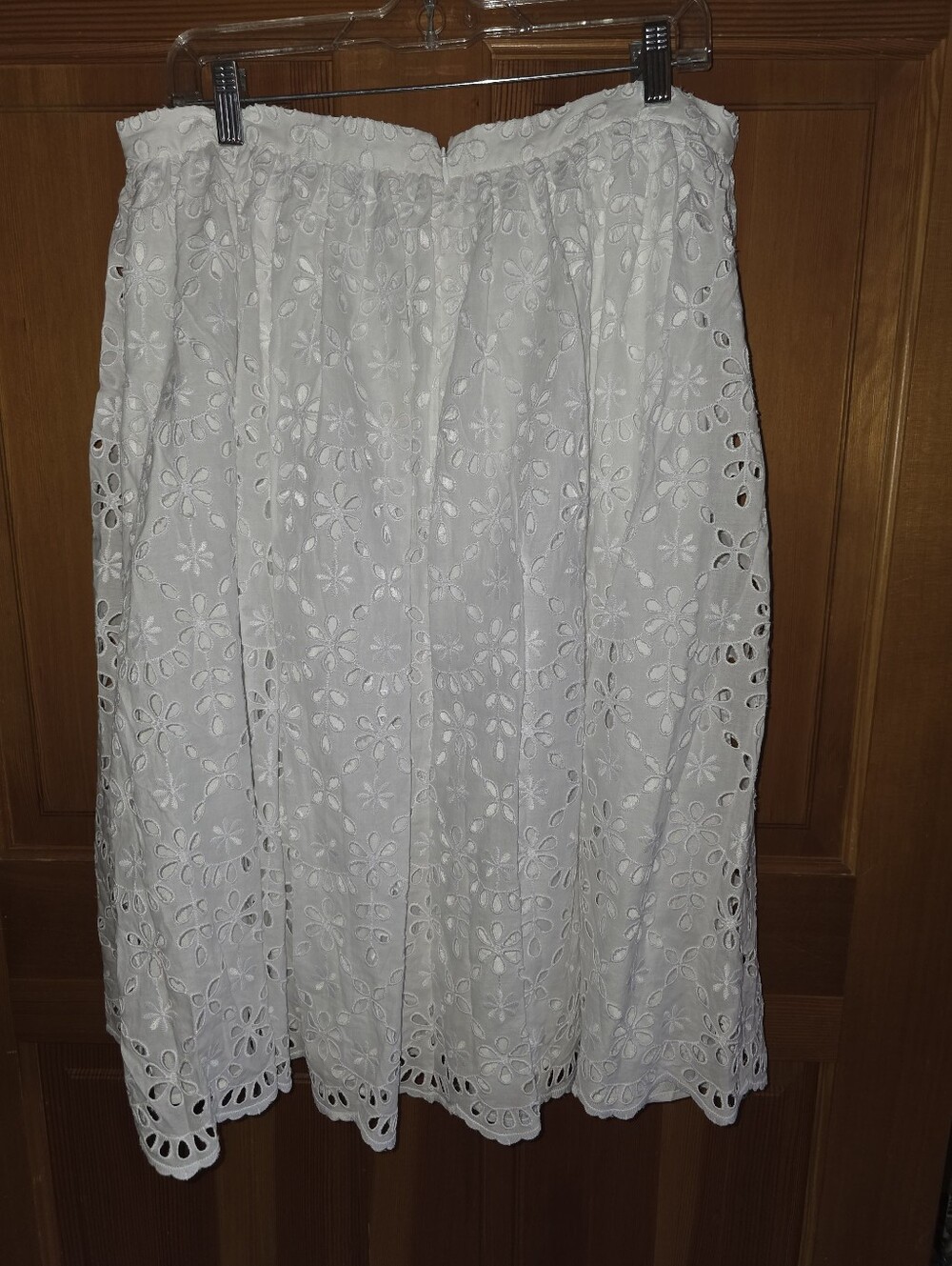 J Crew Eylet Full Lined White Lace Midi Skirt Size 14 - Picture 2 of 14